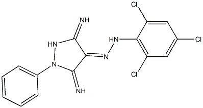 (4E)-3,5-Diimino-1-phenylpyrazolidin-4-one (2,4,6-trichlorophenyl)hydrazone 结构式
