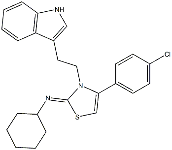 N-[4-(4-CHLOROPHENYL)-3-[2-(1H-INDOL-3-YL)ETHYL]-1,3-THIAZOL-2(3H)-YLIDENE]CYCLOHEXANAMINE 结构式