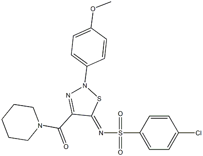 N-[2-(4-METHOXYPHENYL)-4-(1-PIPERIDINYLCARBONYL)-1,2,3-THIADIAZOL-5(2H)-YLIDENE]-4-CHLOROBENZENESULFONAMIDE 结构式