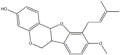 9-METHOXY-10-(3-METHYL-BUT-2-ENYL)-6A,11A-DIHYDRO-6H-BENZO[4,5]FURO[3,2-C]CHROMEN-3-OL 结构式
