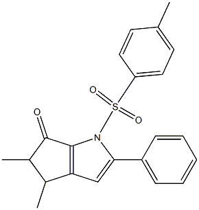 4,5-Dimethyl-2-phenyl-1-(toluene-4-sulfonyl)-4,5-dihydro-1H-cyclopenta[b]pyrrol-6-one 结构式