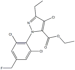 4-CHLORO-1-[2,6-DICHLORO-4-(FLUOROMETHYL)PHENYL]-3-ETHYL-1H-PYRAZOLE-5-CARBOXYLIC ACID ETHYL ESTER 结构式