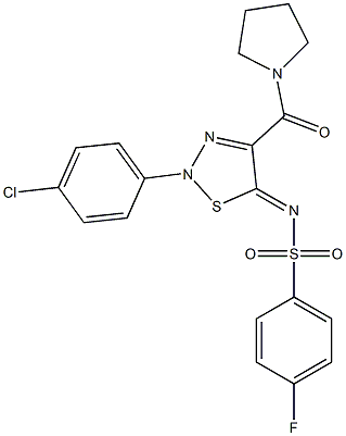 N-[(5Z)-2-(4-CHLOROPHENYL)-4-(PYRROLIDIN-1-YLCARBONYL)-1,2,3-THIADIAZOL-5(2H)-YLIDENE]-4-FLUOROBENZENESULFONAMIDE 结构式