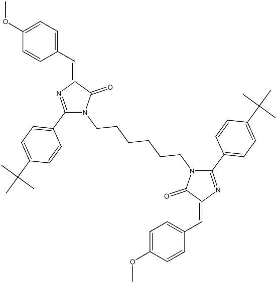 (Z)-2-(4-TERT-BUTYLPHENYL)-1-(6-((E)-2-(4-TERT-BUTYLPHENYL)-4-(4-METHOXYBENZYLIDENE)-5-OXO-4,5-DIHYDROIMIDAZOL-1-YL)HEXYL)-4-(4-METHOXYBENZYLIDENE)-1H-IMIDAZOL-5(4H)-ONE 结构式
