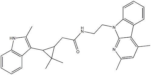 2-[2,2-DIMETHYL-3-(2-METHYL-1H-INDOL-3-YL)CYCLOPROPYL]-N-[2-(2,4-DIMETHYL-9H-PYRIDO[2,3-B]INDOL-9-YL)ETHYL]ACETAMIDE 结构式