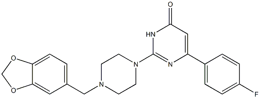 2-[4-(1,3-Benzodioxol-5-ylmethyl)-1-piperazinyl]-6-(4-fluorophenyl)-4(3H)-pyrimidinone 结构式