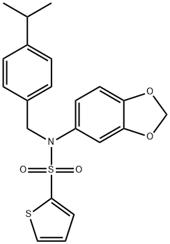 BENZO[D]1,3-DIOXOLEN-5-YL((4-(ISOPROPYL)PHENYL)METHYL)(2-THIENYLSULFONYL)AMINE 结构式