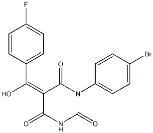 (5E)-1-(4-Bromophenyl)-5-[(4-fluorophenyl)(hydroxy)methylene]pyrimidine-2,4,6(1H,3H,5H)-trione 结构式