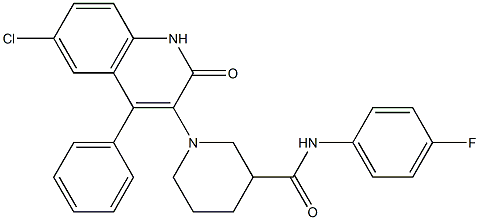 1-(6-CHLORO-2-OXO-4-PHENYL-1,2-DIHYDRO-3-QUINOLINYL)-N-(4-FLUOROPHENYL)-3-PIPERIDINECARBOXAMIDE 结构式