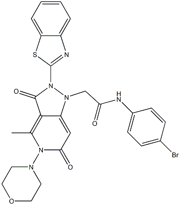 2-(2-(BENZO[D]THIAZOL-2-YL)-4-METHYL-5-MORPHOLINO-3,6-DIOXO-2,3,5,6-TETRAHYDROPYRAZOLO[4,3-C]PYRIDIN-1-YL)-N-(4-BROMOPHENYL)ACETAMIDE 结构式