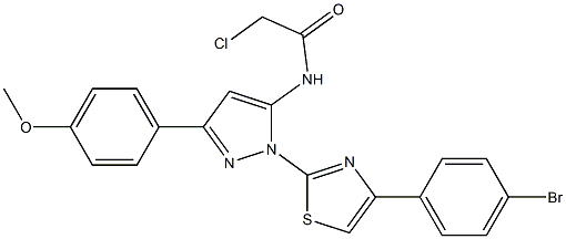 N-[1-[4-(4-BROMOPHENYL)-1,3-THIAZOL-2-YL]-3-(4-METHOXYPHENYL)-1H-PYRAZOL-5-YL]-2-CHLOROACETAMIDE 结构式