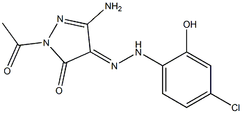 (4E)-1-ACETYL-3-AMINO-1H-PYRAZOLE-4,5-DIONE 4-[(4-CHLORO-2-HYDROXYPHENYL)HYDRAZONE] 结构式