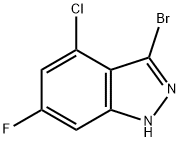 3-BROMO-4-CHLORO-6-FLUORO-(1H)INDAZOLE 结构式