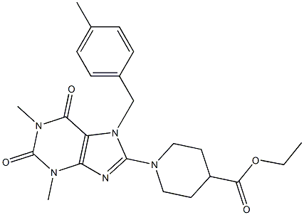 ETHYL 1-(1,3-DIMETHYL-7-(4-METHYLBENZYL)-2,6-DIOXO-2,3,6,7-TETRAHYDRO-1H-PURIN-8-YL)PIPERIDINE-4-CARBOXYLATE 结构式