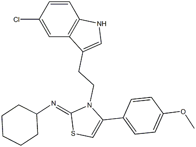 N-[3-[2-(5-CHLORO-1H-INDOL-3-YL)ETHYL]-4-(4-METHOXYPHENYL)-1,3-THIAZOL-2(3H)-YLIDENE]CYCLOHEXANAMINE 结构式