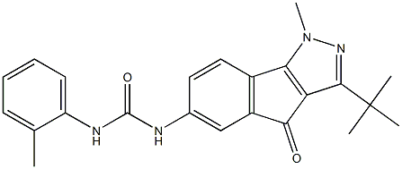 N-(3-(TERT-BUTYL)-1-METHYL-4-OXOINDENO[2,3-D]PYRAZOL-6-YL)((2-METHYLPHENYL)AMINO)FORMAMIDE 结构式
