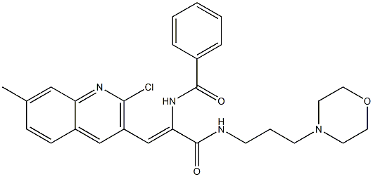 (Z)-N-(1-(2-CHLORO-7-METHYLQUINOLIN-3-YL)-3-(3-MORPHOLINOPROPYLAMINO)-3-OXOPROP-1-EN-2-YL)BENZAMIDE 结构式