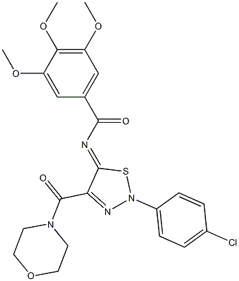(Z)-N-(2-(4-CHLOROPHENYL)-4-(MORPHOLINE-4-CARBONYL)-1,2,3-THIADIAZOL-5(2H)-YLIDENE)-3,4,5-TRIMETHOXYBENZAMIDE 结构式