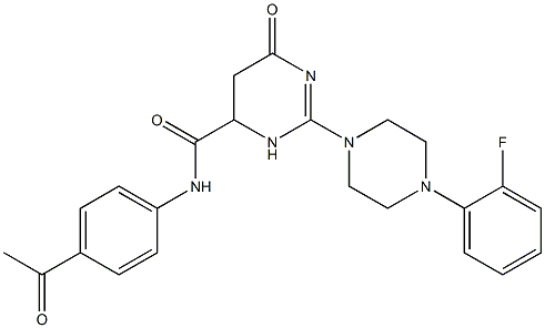 N-(4-ACETYLPHENYL)-2-(4-(2-FLUOROPHENYL)PIPERAZIN-1-YL)-6-OXO-3,4,5,6-TETRAHYDROPYRIMIDINE-4-CARBOXAMIDE 结构式