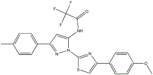 2,2,2-TRIFLUORO-N-[1-[4-(4-METHOXYPHENYL)-1,3-THIAZOL-2-YL]-3-(4-METHYLPHENYL)-1H-PYRAZOL-5-YL]ACETAMIDE 结构式