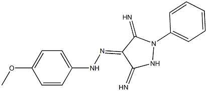 (4E)-3,5-DIIMINO-1-PHENYLPYRAZOLIDIN-4-ONE (4-METHOXYPHENYL)HYDRAZONE 结构式