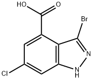 3-溴-6-氯-1H-吲唑-4-羧酸 结构式