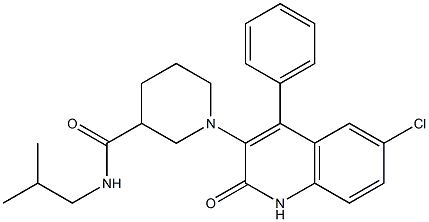 1-(6-CHLORO-2-OXO-4-PHENYL-1,2-DIHYDRO-3-QUINOLINYL)-N-ISOBUTYL-3-PIPERIDINECARBOXAMIDE 结构式