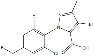 4-Bromo-1-[2,6-dichloro-4-(fluoromethyl)phenyl]-3-methyl-1H-pyrazole-5-carboxylic acid 结构式