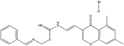 3-(2-Aza-2-((imino(3-phenylprop-2-enylthio)methyl)amino)vinyl)-5,7-dimethyl-4H-chromen-4-one, hydrobromide 结构式