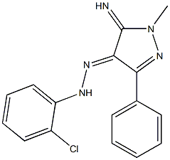(4E)-5-Imino-1-methyl-3-phenyl-1,5-dihydro-4H-pyrazol-4-one (2-chlorophenyl)hydrazone 结构式