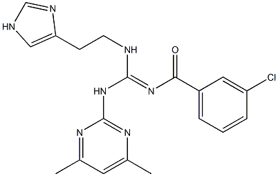 3-CHLORO-N-((1E)-[(4,6-DIMETHYLPYRIMIDIN-2-YL)AMINO]{[2-(1H-IMIDAZOL-4-YL)ETHYL]AMINO}METHYLENE)BENZAMIDE 结构式