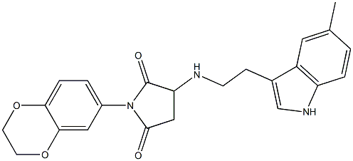 1-(2,3-DIHYDRO-1,4-BENZODIOXIN-6-YL)-3-{[2-(5-METHYL-1H-INDOL-3-YL)ETHYL]AMINO}-2,5-PYRROLIDINEDIONE 结构式