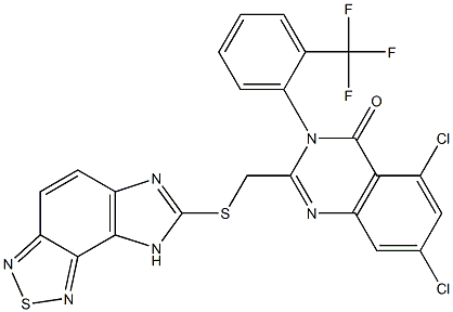 5,7-DICHLORO-2-[(8H-IMIDAZO[4,5-E][2,1,3]BENZOTHIADIAZOL-7-YLTHIO)METHYL]-3-[2-(TRIFLUOROMETHYL)PHENYL]QUINAZOLIN-4(3H)-ONE 结构式