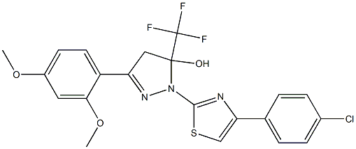 1-[4-(4-CHLOROPHENYL)-1,3-THIAZOL-2-YL]-3-(2,4-DIMETHOXYPHENYL)-5-(TRIFLUOROMETHYL)-4,5-DIHYDRO-1H-PYRAZOL-5-OL 结构式