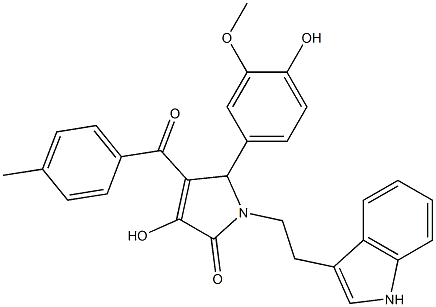 3-HYDROXY-5-(4-HYDROXY-3-METHOXYPHENYL)-1-[2-(1H-INDOL-3-YL)ETHYL]-4-(4-METHYLBENZOYL)-1,5-DIHYDRO-2H-PYRROL-2-ONE 结构式