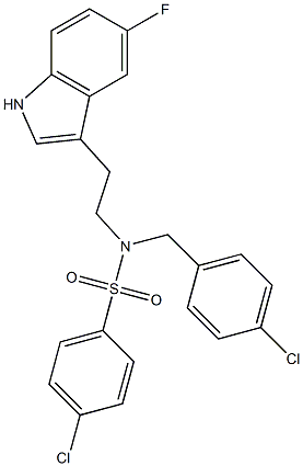 4-CHLORO-N-(4-CHLOROBENZYL)-N-[2-(5-FLUORO-1H-INDOL-3-YL)ETHYL]BENZENESULFONAMIDE 结构式