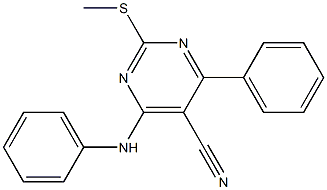 2-METHYLSULFANYL-4-PHENYL-6-PHENYLAMINO-PYRIMIDINE-5-CARBONITRILE 结构式