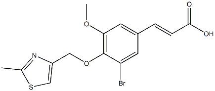 (2E)-3-{3-BROMO-5-METHOXY-4-[(2-METHYL-1,3-THIAZOL-4-YL)METHOXY]PHENYL}ACRYLIC ACID 结构式