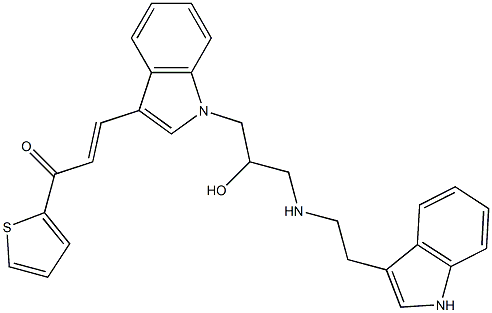 (E)-3-[1-(2-HYDROXY-3-{[2-(1H-INDOL-3-YL)ETHYL]AMINO}PROPYL)-1H-INDOL-3-YL]-1-(2-THIENYL)-2-PROPEN-1-ONE 结构式