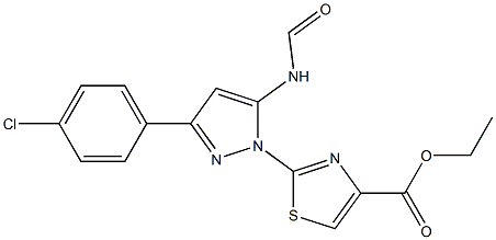 ETHYL 2-[3-(4-CHLOROPHENYL)-5-(FORMYLAMINO)-1H-PYRAZOL-1-YL]-1,3-THIAZOLE-4-CARBOXYLATE 结构式