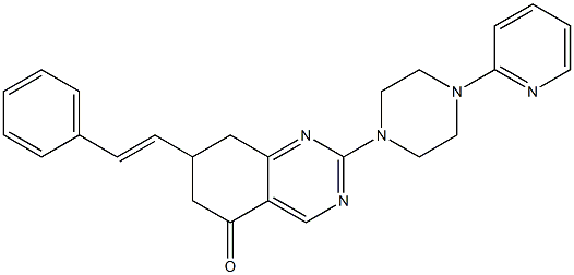 (E)-2-(4-(PYRIDIN-2-YL)PIPERAZIN-1-YL)-7-STYRYL-7,8-DIHYDROQUINAZOLIN-5(6H)-ONE 结构式