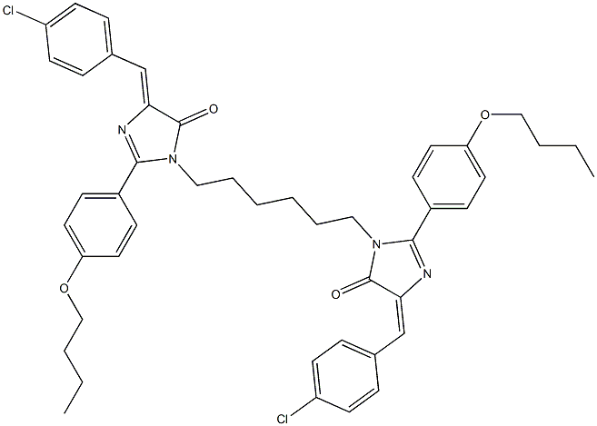 (Z)-2-(4-BUTOXYPHENYL)-1-(6-((E)-2-(4-BUTOXYPHENYL)-4-(4-CHLOROBENZYLIDENE)-5-OXO-4,5-DIHYDROIMIDAZOL-1-YL)HEXYL)-4-(4-CHLOROBENZYLIDENE)-1H-IMIDAZOL-5(4H)-ONE 结构式