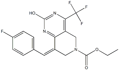 6-ETHOXYCARBONYL-8-(E)-P-FLUOROBENZYLIDENE-5,6,7,8-TETRAHYDRO-2-HYDROXY-4-(TRIFLUOROMETHYL)PYRIDO-[4,3-D]-PYRIMIDINE 结构式