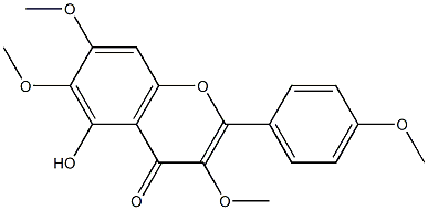 5-HYDROXY-3,6,7-TRIMETHOXY-2-(4-METHOXY-PHENYL)-CHROMEN-4-ONE 结构式