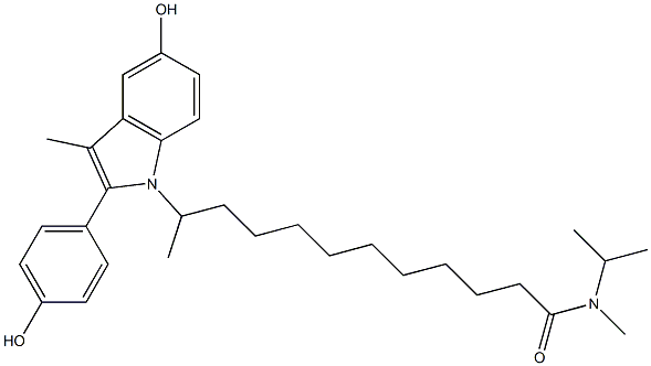 N-ISOPROPYL-N-METHYL-11-[5-HYDROXY-3-METHYL-2-(4-HYDROXYPHENYL)INDOL-1-YL]-DODECANAMIDE 结构式