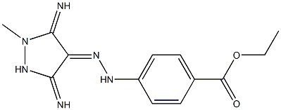 Ethyl 4-[(2E)-2-(3,5-diimino-1-methylpyrazolidin-4-ylidene)hydrazino]benzoate 结构式