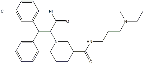 1-(6-Chloro-2-oxo-4-phenyl-1,2-dihydro-3-quinolinyl)-N-[3-(diethylamino)propyl]-3-piperidinecarboxamide 结构式