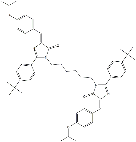 (Z)-2-(4-TERT-BUTYLPHENYL)-1-(6-((E)-2-(4-TERT-BUTYLPHENYL)-4-(4-ISOPROPOXYBENZYLIDENE)-5-OXO-4,5-DIHYDROIMIDAZOL-1-YL)HEXYL)-4-(4-ISOPROPOXYBENZYLIDENE)-1H-IMIDAZOL-5(4H)-ONE 结构式