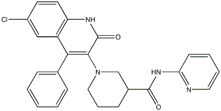 1-(6-CHLORO-2-OXO-4-PHENYL-1,2-DIHYDRO-3-QUINOLINYL)-N-(2-PYRIDINYL)-3-PIPERIDINECARBOXAMIDE 结构式