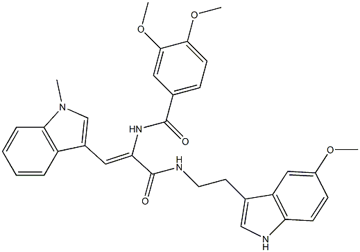 (Z)-3,4-DIMETHOXY-N-(3-(2-(5-METHOXY-1H-INDOL-3-YL)ETHYLAMINO)-1-(1-METHYL-1H-INDOL-3-YL)-3-OXOPROP-1-EN-2-YL)BENZAMIDE 结构式